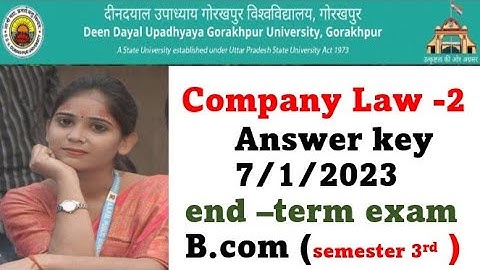 Company Law -2 | Answer key | DDU GORAKHPUR UNIVERSITY B.com 3rd semester  end term exam 2022-23