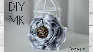 Брошь-цветок из атласной ленты/ Brooch flower of satin ribbon/ Канзаши/Kanzashi