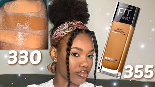 Maybelline Fit me DEWY AND SMOOTH 330 Toffee and 355 Coconut Foundation  SWATCH | Queen Naimah - YouTube