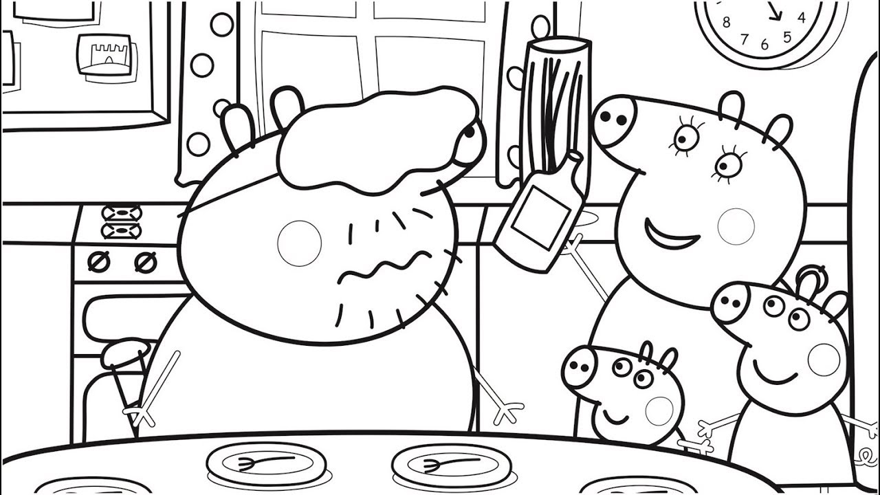 Food Coloring Pages with Daddy Pig Peppa Pig Coloring Book  