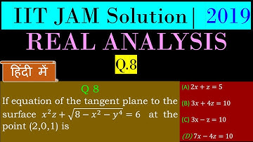 IIT JAM MATHEMATICS 2019 | Real Analysis | Tangent Plane | Q 8 (हिंदी में)
