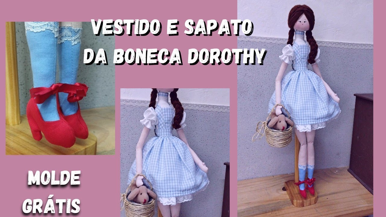 Vestido e sapato da boneca Dorothy