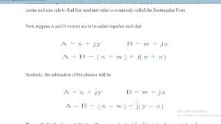 Phasors addition, subtraction, multiplication and division   (ARS)