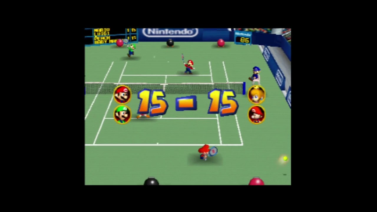 Playing Mario Tennis   on my Grandmother Nintendo 64.