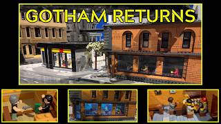 BUILDING GOTHAM CITY IN LEGO RETURNS !!! Adding a Pizzeria, Bar and a Mugging to Gotham City.