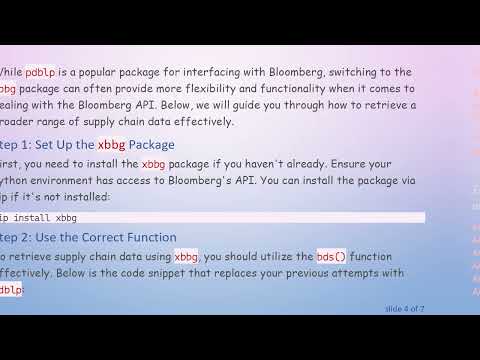 How to Effectively Export Supply Chain Data from Bloomberg using pdblp and xbbg Packages