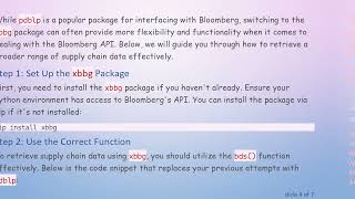 How to Effectively Export Supply Chain Data from Bloomberg using pdblp and xbbg Packages