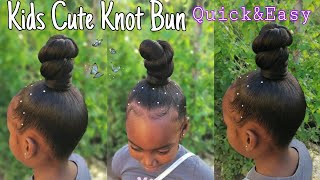 How to do : Top Knot Bun with cheap braiding hair | kids hairstyle 😍