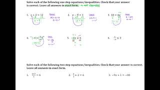 Notes 1 3 Video   Solving One and Two Step Equations Inequalities