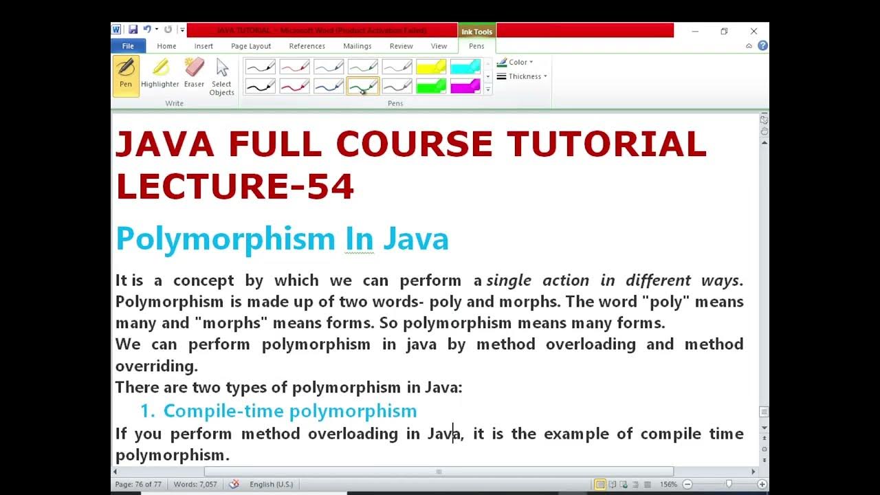 JAVA LECTURE - 54|Polymorphism In Java|FULL EXPLANATION WITH EXAMPLE ...
