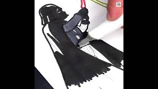 Star Wars - Darth Vader vs Luke Colored Markers, Satisfying Art #50, #shorts