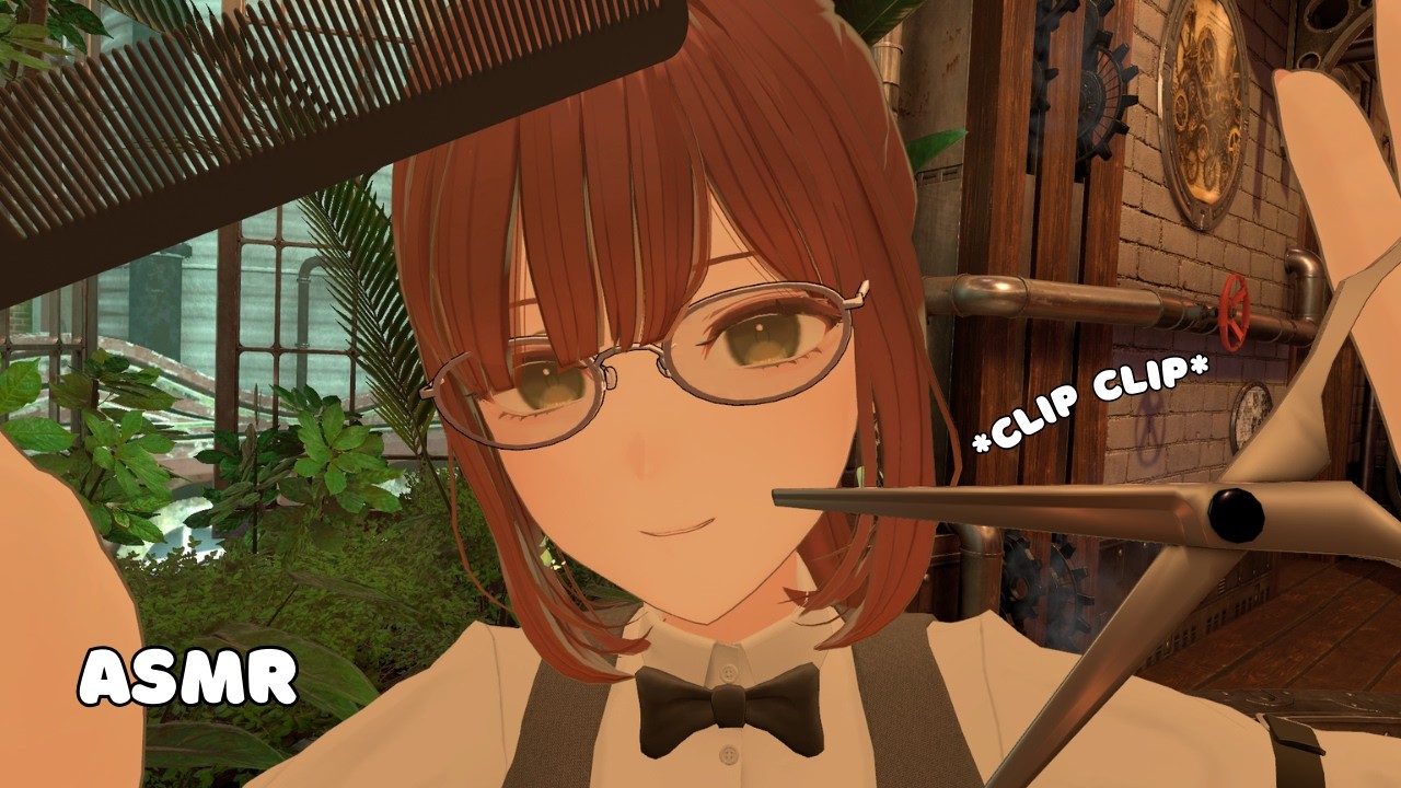 【ASMR】Steampunk Barber Shop💈Haircut & Shave! (hair brushing, shaving sounds, hair cutting) VR ASMR