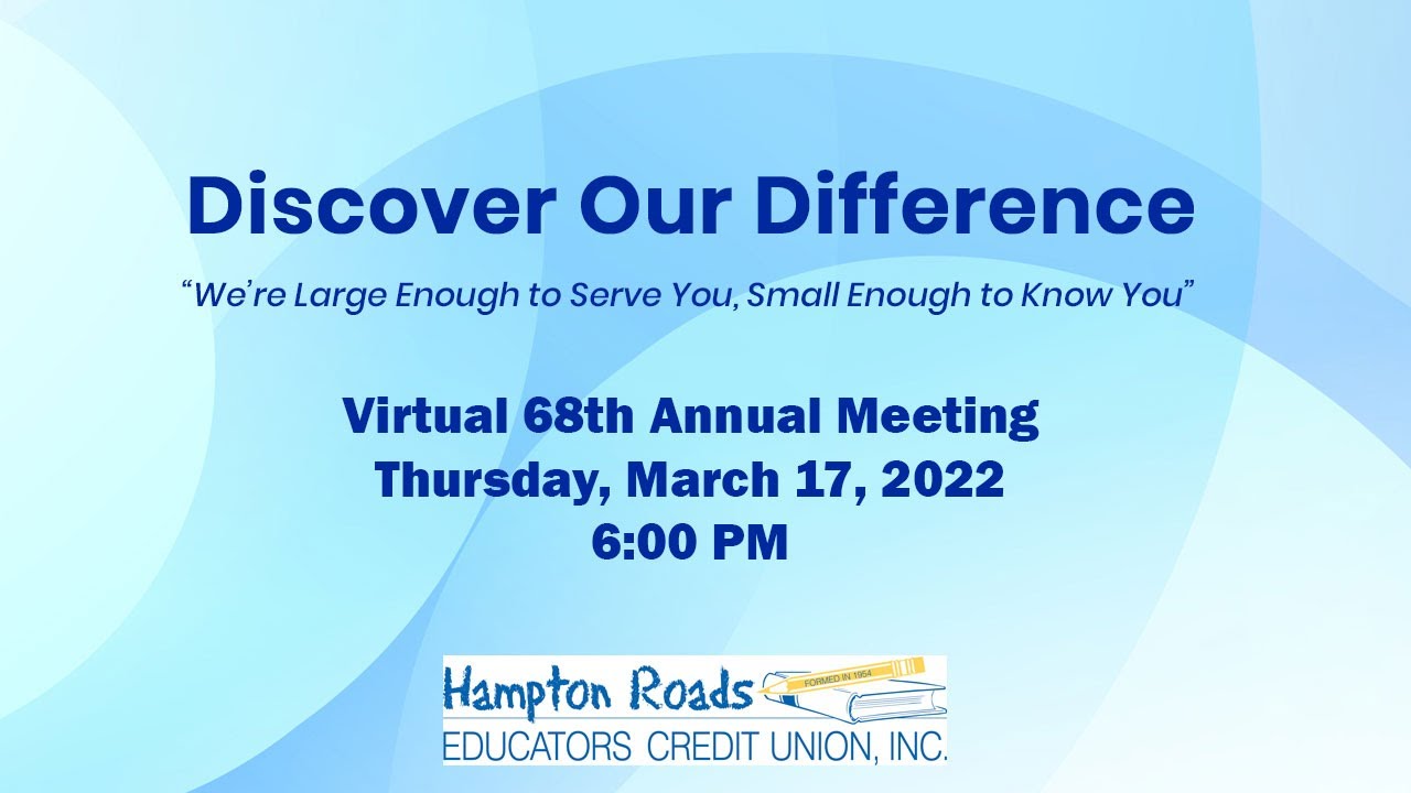 68th Annual Meeting of Hampton Roads Educators Credit Union YouTube