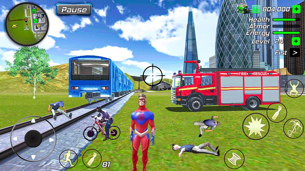 Hurricane Superhero Gangster Crime - Fire Truck at Train Station #2 - Android Gameplay