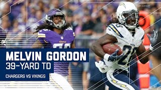 Melvin Gordons 39-Yard Td Run Chargers Vs. Vikings Preseason Nfl