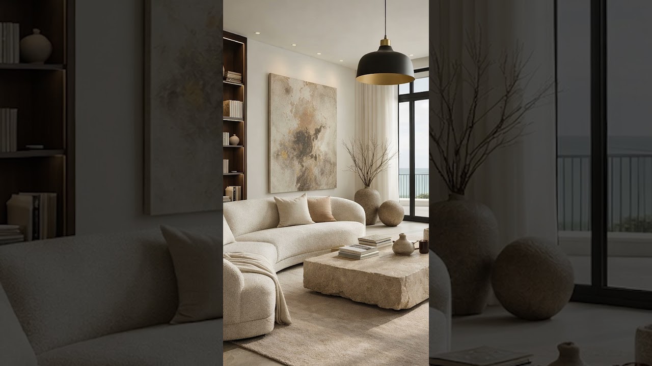 Ultra Quiet Luxury Oceanfront Living Room Ambience - Modern Daylight Calm