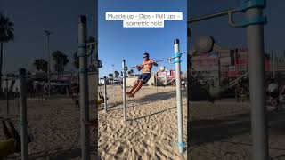 Calisthenics workout superset Muscle up, Dips, Pull ups, Isometric hold, L-sit.