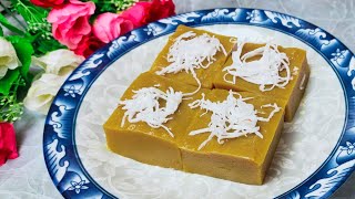 Thai Pumpkin pudding | Kanom Piak Poon Fugthong ขนมเปียกปูนฟักทอง