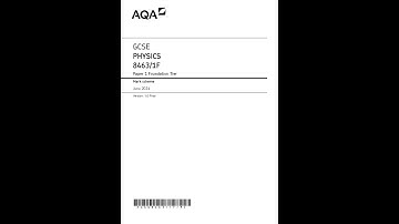 AQA GCSE PHYSICS PAPER 1F MARK SCHEME 2024 (8463/1F: Foundation Tier)