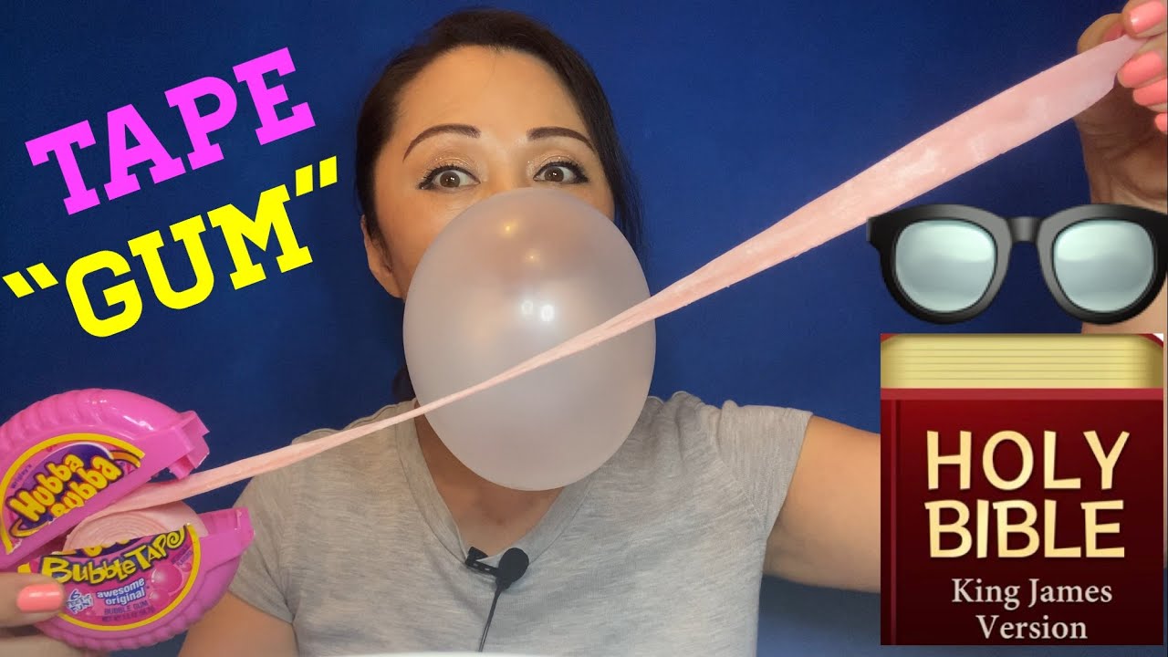 HUBBA BUBBA BUBBLE TAPE GUM #ASMR BIG BUBBLE BLOWING CHEWING SOUNDS GUM SNAP READING SCRIPTURE