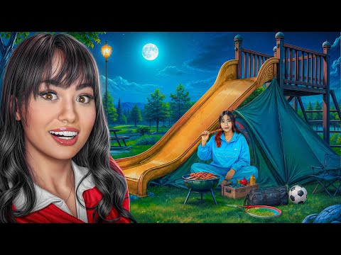 We camped overnight in an abandoned park🤫