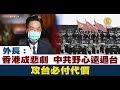 外長：香港成悲劇 中共野心遠過台灣 攻台必付代價