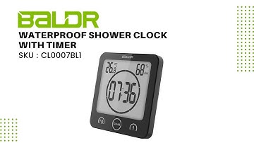 BALDR  LCD Waterproof Shower Clock for Bathroom, With Count Down Timer