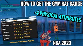 NBA 2K23: HOW TO GET THE GYM RAT QUEST AND BADGE (+4 PYSICAL ATTRIBUTES FOREVER!!!)