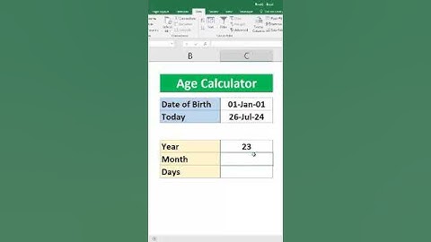 How to Calculate your Age #Shorts #Excel #microsoftexcel #viralshorts #sorts #excel #foryou