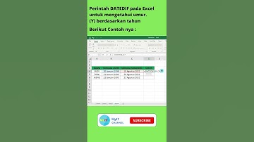 Cara menggunakan perintah DATEDIF untuk mengetahui umur saat ini pada Excel #Shorts