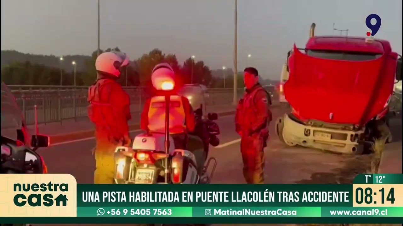 Solo una pista habilitada en Puente Llacolén tras accidente de camión