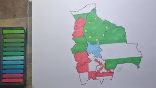 Drawing Bolivia departments flag map |Dibujo del mapa con la bandera de los departamentos de Bolivia