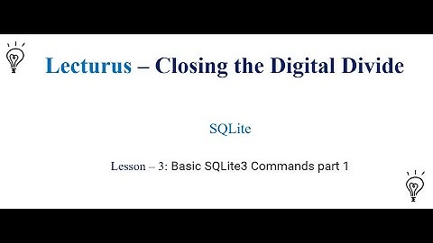 Lesson-3: Basic SQLite Commands part  1
