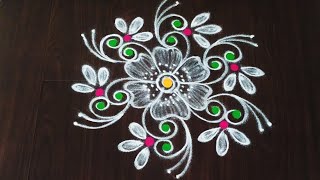 beautiful freehand rangoli design |easy freehand muggulu | #shitalrangolis #muggulu #rangolidesigns