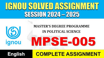 MPSE 005 Solved Assignment 2025 || mpse - 005 solved assignment in English || Jan 2025 to Dec 2025