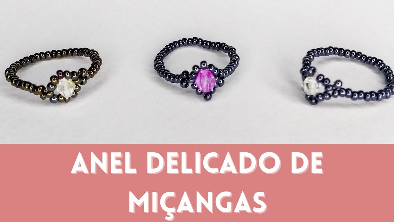 Anel delicado de miçangas super fácil - Delicate beaded ring