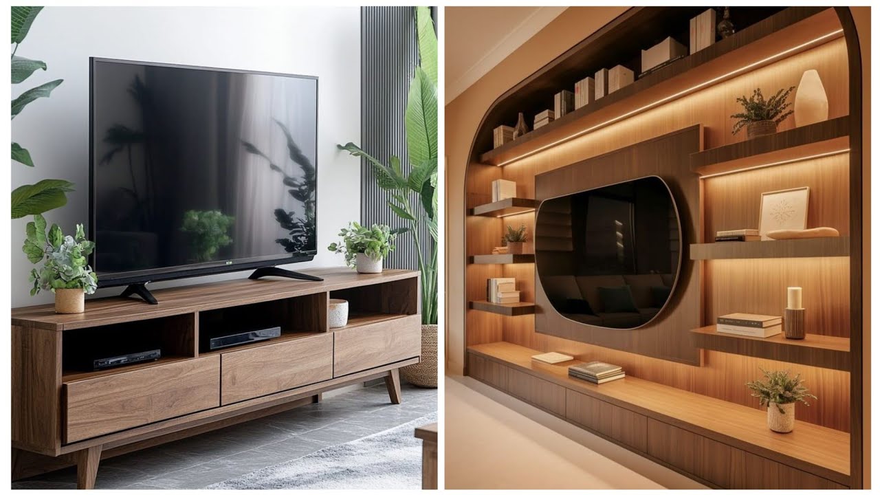 Wooden TV Unit Design Ideas | Modern TV Wall Designs for Homes