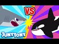 Gran Tiburón Blanco vs. Orca | Canción de Animales | Juny Tony en español