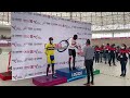 Akil campbell receiving his gold medal at the pan american elite track cycling championship 2021