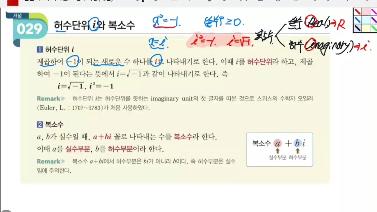 [고1 수학상 개념&대표유형] 허수단위i와 복소수 복소수의 분류 - YouTube