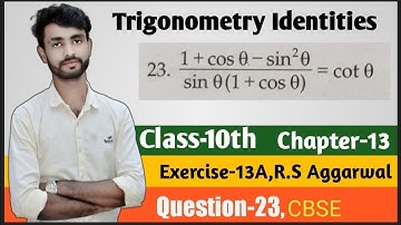 Trigonometry Identities|class-10 Exercise-13A| Question-23|R.S Aggarwal|Chapter-13|CBSE Ab education