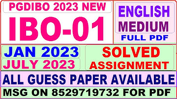 ibo 01 solved assignment 2023 / ibo 1 solved assignment 2022-23 in english / ignou pgdibo solved