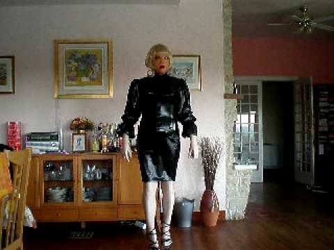Tania in PVC hobble dress - YouTube