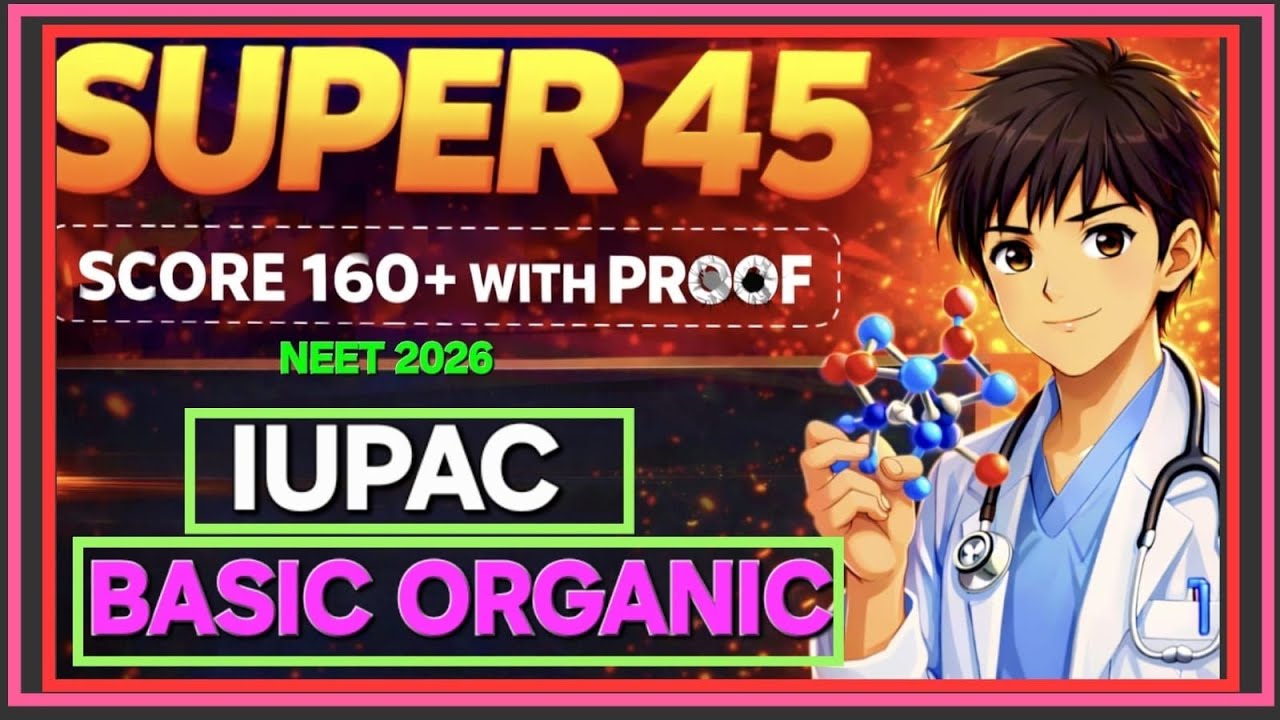 SUPER 45 IUPAC BASIC ORGANIC NEET 2026 🔥|| BEST REVISION AND MOST EXPECTED QUESTIONS 