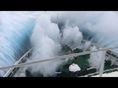 Ship in Storm | Cruise Ship Climbing Up Big Waves