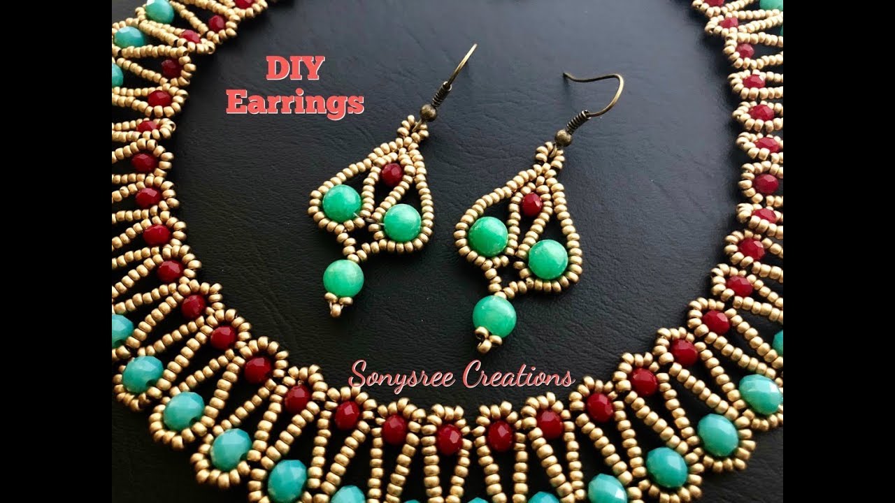 Beaded Earrings Easy Way..DIY Beaded Earrings YouTube