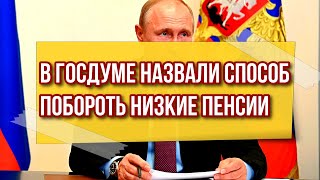 В Госдуме назвали способ побороть низкие пенсии