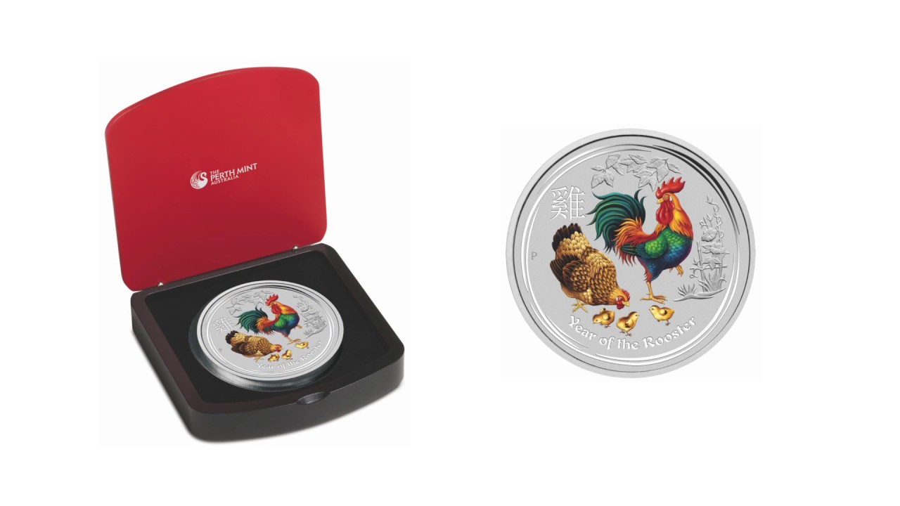 Lunar Series II. Rooster Gemstone 1 Kilo Silver Coin from Australia