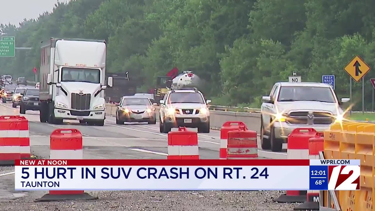 Five hurt in SUV crash on Rt. 24 in Taunton - YouTube