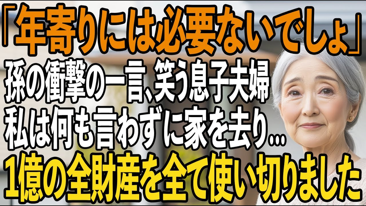 「年寄りには必要ない」夕食の席での孫の何気ない一言に笑う息子夫婦。その夜、私は黙って家を去り…渡すはずだった1億の”全財産”を使い切ることに決めました【シニアライフ】【60代以上の方へ】